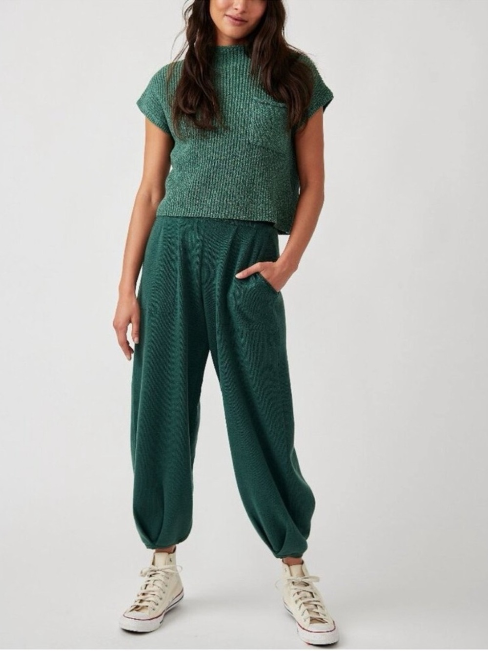 FP Beach Freya Green Knit Balloon Pants - Picture 2 of 11